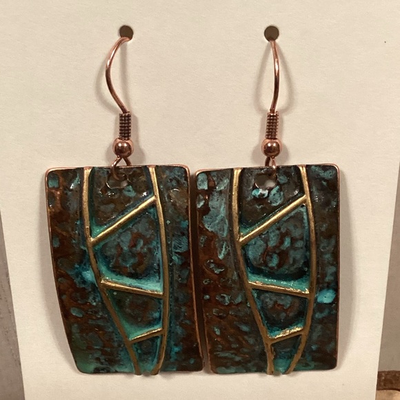 Copper Patina Earrings - Picture 1 of 2
